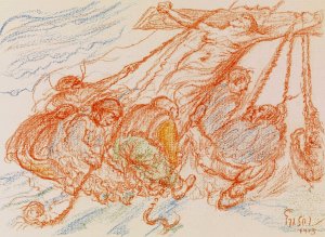 The Raising of the Cross by James Ensor Oil Painting