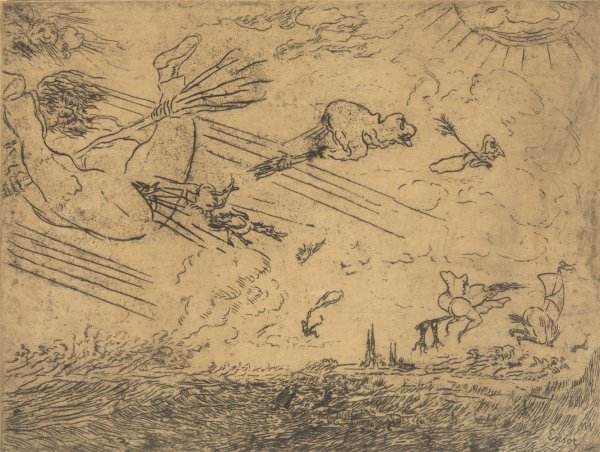 Tovenaars in de stormwind  by James Ensor - Hand-Painted Oil Painting Reproduction
