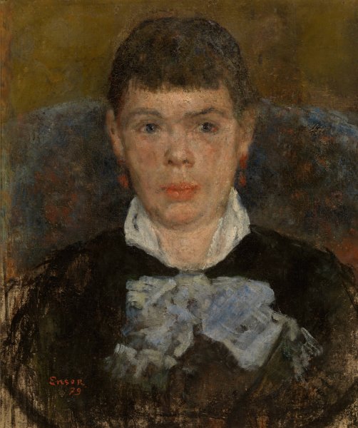 Woman with Upturned Nose  by James Ensor - Hand-Painted Oil Painting Reproduction
