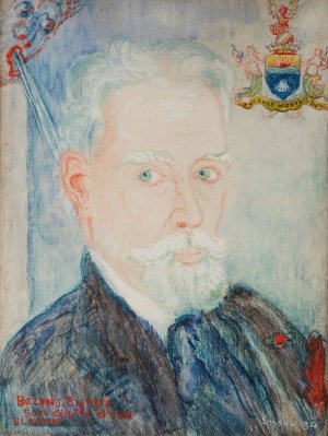 Zelfportret, Baron James Ensor, zijn duivel, zijn wapenschild by James Ensor Oil Painting