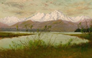 Olympic Range from Skokomis River, Washington by James Everett Stuart Oil Painting