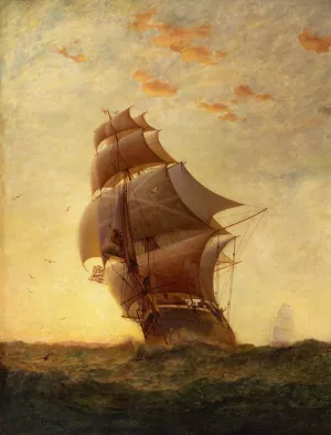 Ships at Sea by James Gale Tyler Oil Painting