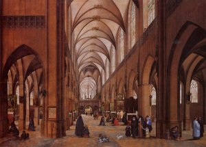 The Interior of the Cathedral of Antwerp by James Goodwyn Clonney Oil Painting