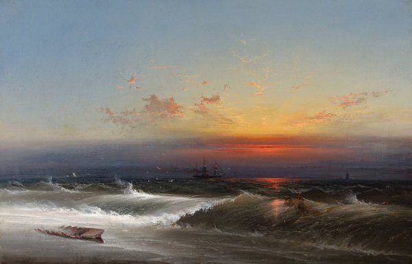 Main Product Photo of Evening on the Seashore  Painting by James Hamilton
