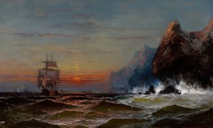 Rounding the Cape, Sunset by James Hamilton Oil Painting