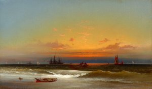 Sunset Seascape by James Hamilton Oil Painting