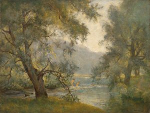 The willow pool by James Herbert Snell Oil Painting