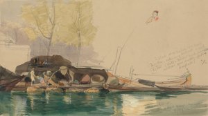 Barges on a Canal in Rotterdam by James Holland Oil Painting