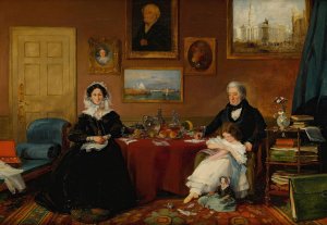 Portrait Of The Langford Family In Their Drawing Room by James Holland Oil Painting