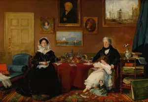 Portrait Of The Langford Family In Their Drawing Room by James Holland Oil Painting