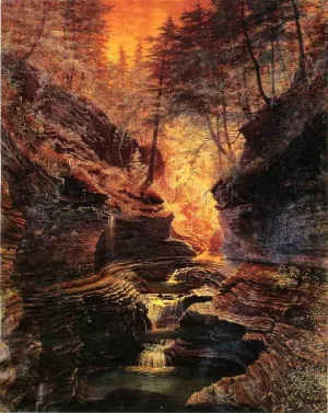 Rainbow Falls, Watkins Glen, New York by James Hope - Oil Painting Reproduction