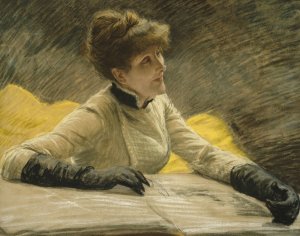 Admiring a Portfolio by James Tissot Oil Painting