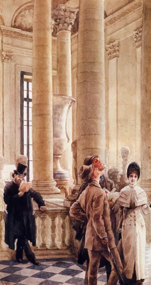 At the Louvre also known as Foreign Visitors at the Louvre Oil painting by James Tissot
