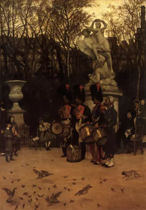 Beating the Retreat in the Tuileries Gardens by James Tissot - Oil Painting Reproduction