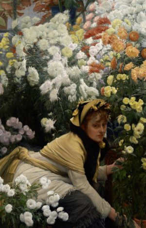 Chrysanthemums by James Tissot Oil Painting