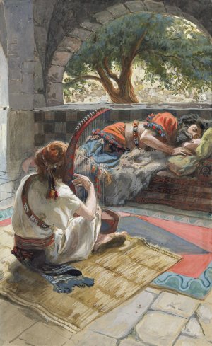 David Plays the Harp Before Saul by James Tissot Oil Painting