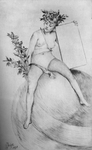 Deuxime Frontispiece Assise sur le Globe Oil painting by James Tissot