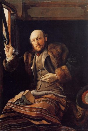 Gentleman in a Railway Carriage Oil painting by James Tissot