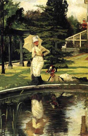 In an English Garden Oil painting by James Tissot