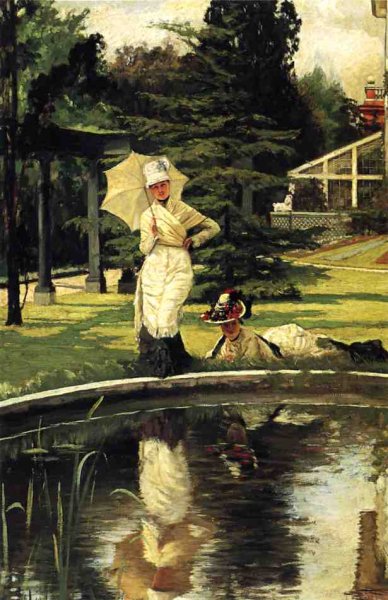In an English Garden by James Tissot - Hand-Painted Oil Painting Reproduction