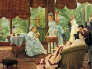 In the Conservatory also known as The Rivals by James Tissot - Oil Painting Reproduction