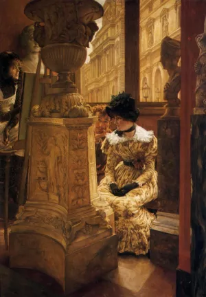 In the Louvre by James Tissot - Oil Painting Reproduction