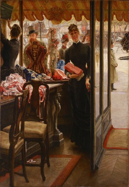 Main Product Photo of La demoiselle de magasin  Painting by James Tissot