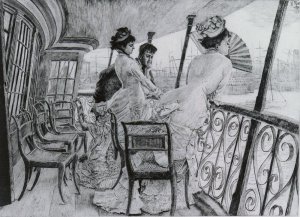 La Galerie du 'Calcutta' - Souvenir d'un Bal a Bord Oil painting by James Tissot