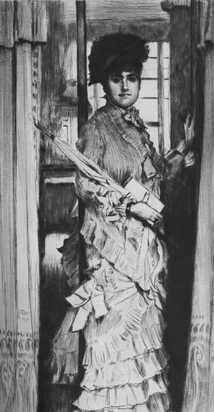 Portrait de Miss L ..., ou Il faut qu'une porte soit ouverte ou fermee Oil painting by James Tissot