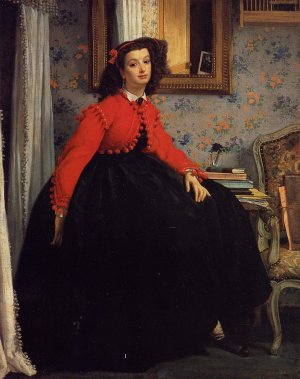 Portrait of Mademoiselle L. L. also known as Young Woman in a Red Jacket Oil painting by James Tissot