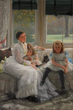 Portrait Of Mrs Catherine Smith Gill And Two Of Her Children by James Tissot Oil Painting