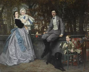 Portrait Of The Marquis And Marchioness Of Miramon And Their Children Oil painting by James Tissot