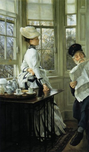 Reading the News by James Tissot Oil Painting