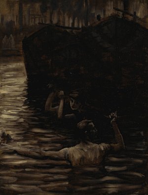 Renee and Reverchon Swimming in the Seine by James Tissot Oil Painting