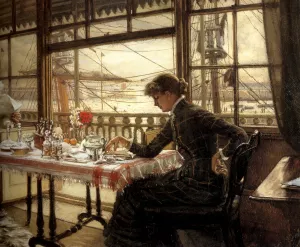 Room Overlooking the Harbour by James Tissot Oil Painting