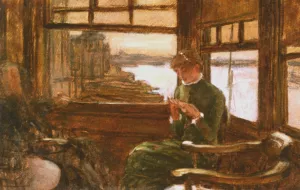Study of Cathlene Newton in a Thames Tavern by James Tissot Oil Painting