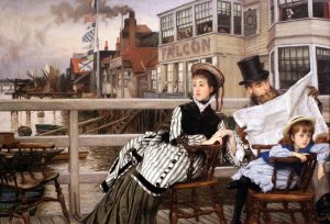 Waiting for the ferry at the falcon tavern by James Tissot Oil Painting