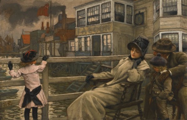 Main Product Photo of Waiting for the ferry  Painting by James Tissot