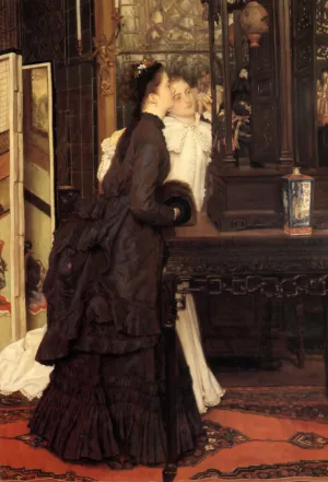 Young Ladies Looking at Japanese Objects by James Tissot Oil Painting