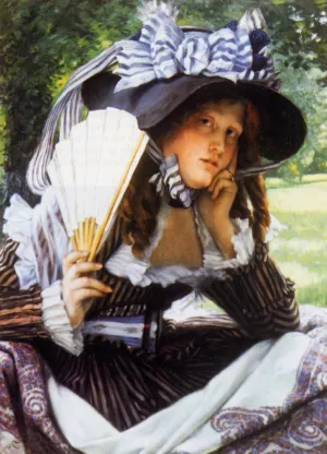 Young Lady with a Fan by James Tissot Oil Painting