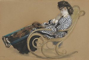 Young Woman in a Rocking Chair, study for the painting 'The Last Evening' by James Tissot Oil Painting
