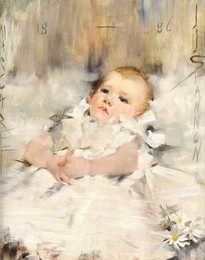 Baby in a Ruffled Dress by James Jebusa Shannon Oil Painting