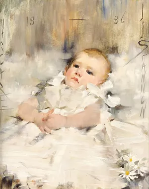 Baby in a Ruffled Dress by James Jebusa Shannon Oil Painting