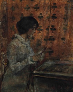Finishing touches by James Jebusa Shannon Oil Painting