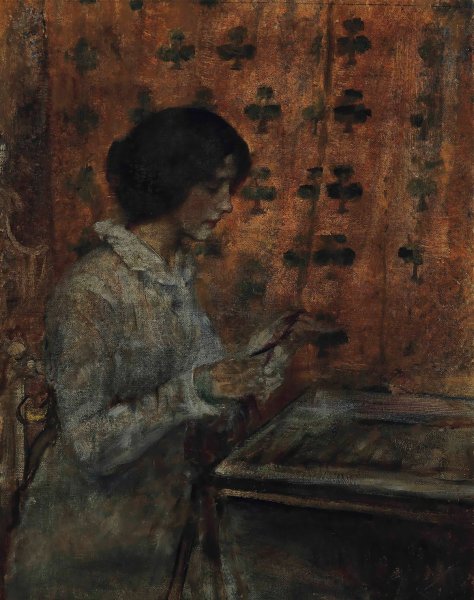 Finishing touches by James Jebusa Shannon - Hand-Painted Oil Painting Reproduction
