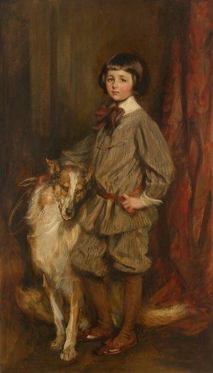 Meredith 'Bunny' Howland Pyne with his Dog, Hector by James Jebusa Shannon Oil Painting