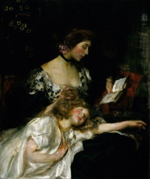 Mother and Child by James Jebusa Shannon Oil Painting
