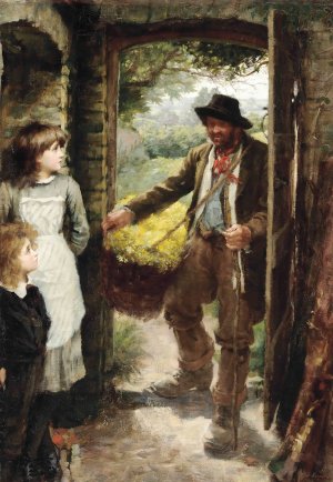 The cowslip gatherer by James Jebusa Shannon Oil Painting