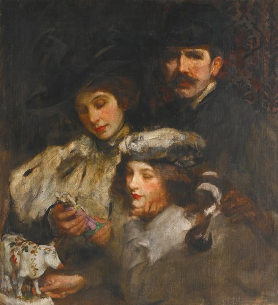 The Painter, His Wife And Daughter by James Jebusa Shannon - Hand-Painted Oil Painting Reproduction