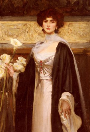 White Lilies by James Jebusa Shannon Oil Painting
